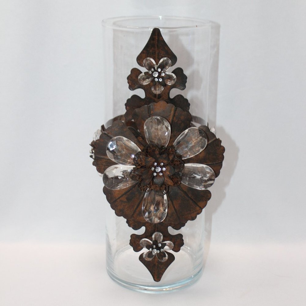 Feur de Lis Cooper and Plexiglass Floral Petal Large Vase
